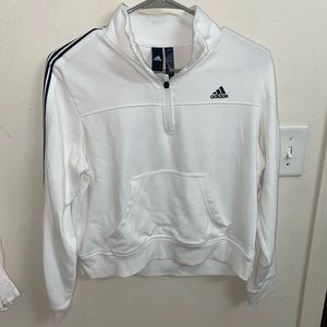 Cropped white adidas quarter zip sweatshirt
